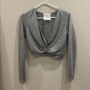 NWOT blue life silver cross over crop top